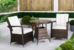 Rackhams Arizona Rattan Garden Bistro Set Patio Table and Chairs - 1 - Brown - thumbnail 5