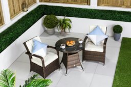Rackhams Arizona Rattan Garden Bistro Set Patio Table and Chairs - 1 - Brown - thumbnail 3