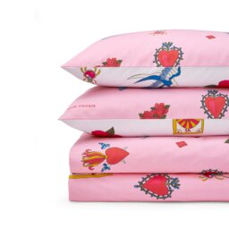 Rackhams Mon Coeur Cotton Reversible Duvet Cover Set Pink - Super King - Pink - thumbnail 6