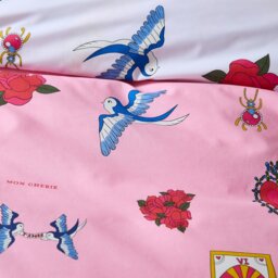 Rackhams Mon Coeur Cotton Reversible Duvet Cover Set Pink - Super King - Pink - thumbnail 5