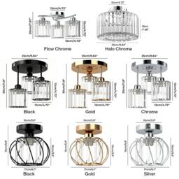 Rackhams Crystal Ceiling Light Semi Flush Mount Chandelier Modern Hallway Lamp -  LumoLux Halo - Chrome - thumbnail 3