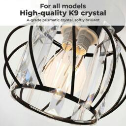 Rackhams Crystal Ceiling Light Semi Flush Mount Chandelier Modern Hallway Lamp -  LumoLux Halo - Chrome - thumbnail 4