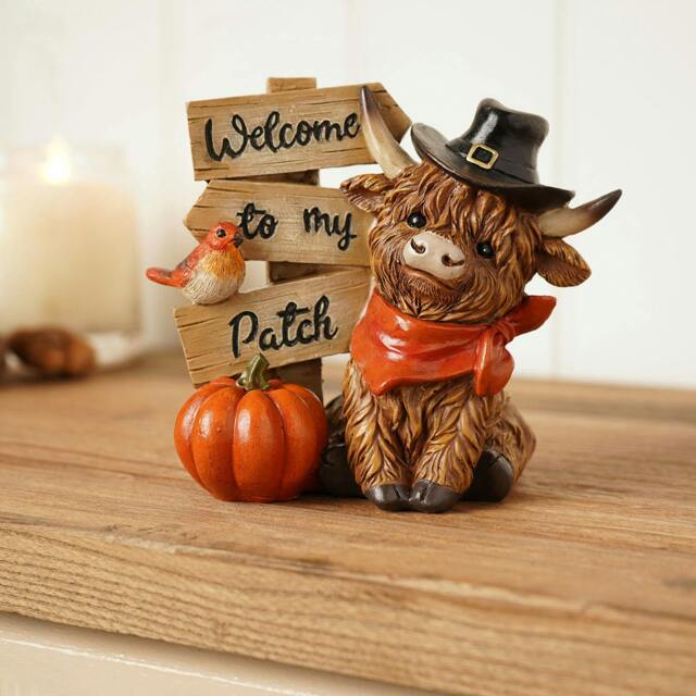 Rackhams Welcome to my Patch Highland Cow Ornament - image 1
