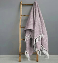 Rackhams Luxury Jacquard Diamond Cotton Tassel Throw - 228cm x 254cm - Grey - thumbnail 4