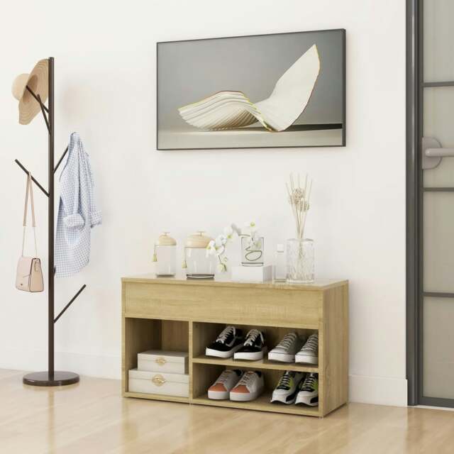Rackhams Shoe Bench Sonoma Oak 80x30x45 cm Engineered Wood