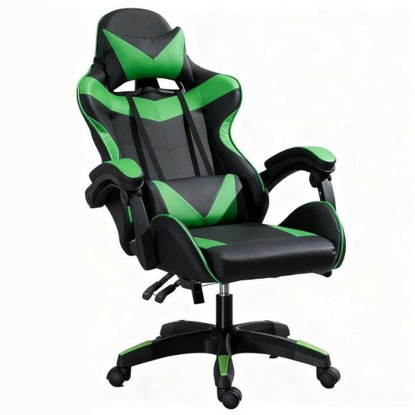 Rackhams Adjustable Ergonomic Computer Office Desk Chair - Black & Green - image 1