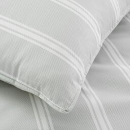 Rackhams Ashford Stripe 200 Thread Count Cotton Percale Reversible Duvet Cover Set - Silver Grey - Double - thumbnail 5