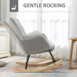 Rackhams Berber Fleece Nursery Glider Rocker for Nursing, Wingback Rocking Chair for Living Room, Light Grey - thumbnail 4
