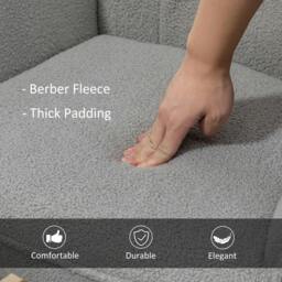 Rackhams Berber Fleece Nursery Glider Rocker for Nursing, Wingback Rocking Chair for Living Room, Light Grey - thumbnail 5