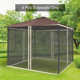 Rackhams 302 x 207cm Universal Replacement Gazebo Mesh Netting Screen Walls - 13x10ft - Beige - thumbnail 3