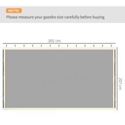 Rackhams 302 x 207cm Universal Replacement Gazebo Mesh Netting Screen Walls - 13x10ft - Beige - thumbnail 6