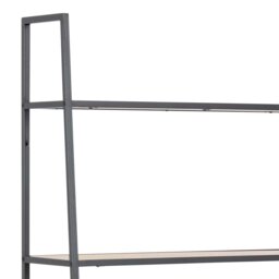 Rackhams Seaford Black Metal Ladder Bookcase with 5 Oak Shelves - 1 - Black and Natural - Wood - thumbnail 6