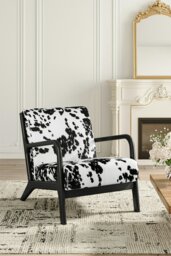 Rackhams Leopard Print Velvet Upholstered Armchair - Black - thumbnail 2