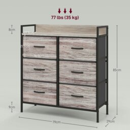 Rackhams Bedroom Chest of Drawers 6 Drawer Dresser w/ Shelf, Grey Wood Effect - Grey Wood Effect - 6 - thumbnail 3
