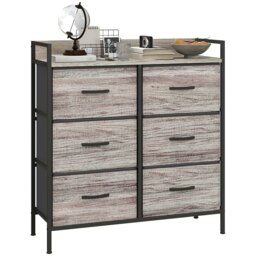 Rackhams Bedroom Chest of Drawers 6 Drawer Dresser w/ Shelf, Grey Wood Effect - Grey Wood Effect - 6 - thumbnail 2