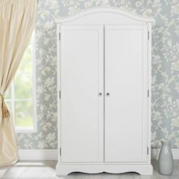 Rackhams Romance Double Wardrobe with Crystal Handles. Full Hanging French Style Storage - Antique White (grey tone) - thumbnail 2