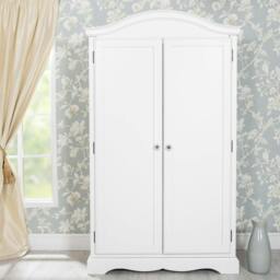 Rackhams Romance Double Wardrobe with Crystal Handles. Full Hanging French Style Storage - Antique White (grey tone) - thumbnail 6