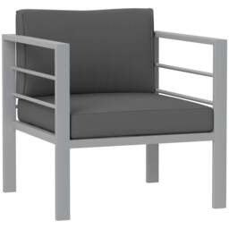 Rackhams Garden Sofa, All-Weather Garden Single Sofa with Removable Cushions, Metal Frame Outdoor Furniture for Balcony, Charcoal Grey - Charcoal Grey