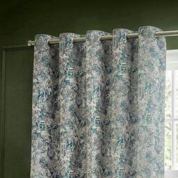 Rackhams Chenille Bengal Tiger Eyelet Curtains - Wedgewood - 229cm x 137cm - Wedgewood - 100% Polyester - thumbnail 2