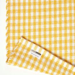 Rackhams Cotton Hand Woven Gingham Check Rug - Beige - 66 x 200 cm - thumbnail 6