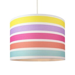 "Rackhams Modern and Cute Multi Coloured Rainbow Stripe Cotton Fabric Lamp Shade - 12""" - thumbnail 2