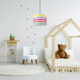 "Rackhams Modern and Cute Multi Coloured Rainbow Stripe Cotton Fabric Lamp Shade - 12""" - thumbnail 6