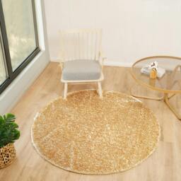 Rackhams Cloudy Shag-Solid Color Yellow Plush Soft Pile Rug - 160cm_diameter