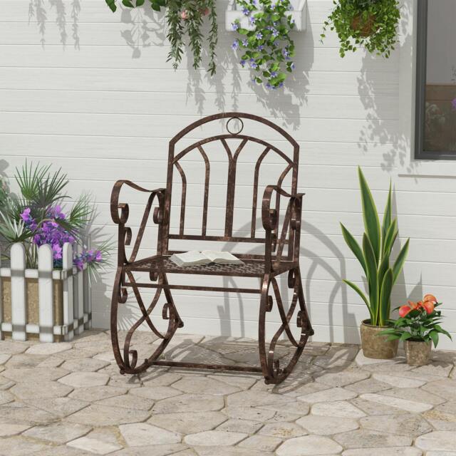 Rackhams Rocking Chair Outdoor Metal Vintage Style Garden Seat for Patio Bronze - image 1