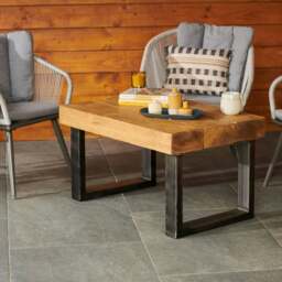 Rackhams Bespoke Collection - Chunky Rustic Wood Outdoor Coffee Table - Driftwood - L60cm X W60cm