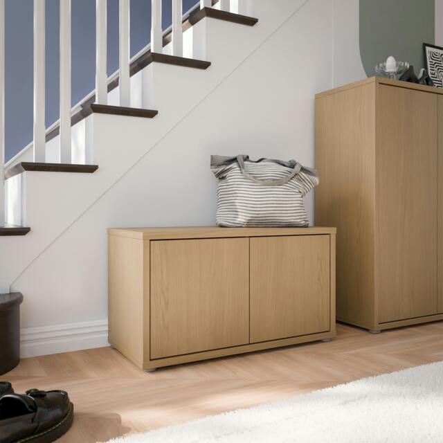 Rackhams Alice Springs Bench with 2 Doors Push-to-Open in Elegancia Oak - W 74.5 X H 41.5 X D 34.9cm - 1 - Manufactured Wood - image 1
