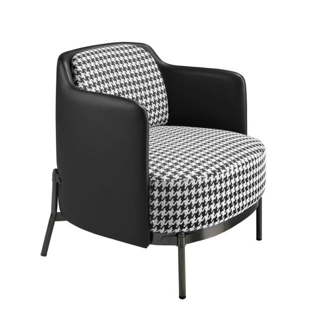 Rackhams Black and White Fabric and Black Leatherette Armchair 5139 - Modern - Yes - No - image 1