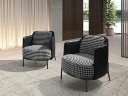 Rackhams Black and White Fabric and Black Leatherette Armchair 5139 - Modern - Yes - No - thumbnail 3