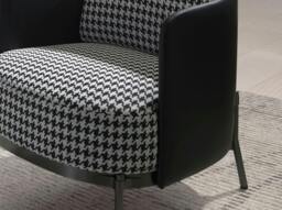 Rackhams Black and White Fabric and Black Leatherette Armchair 5139 - Modern - Yes - No - thumbnail 5