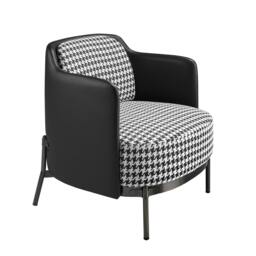 Rackhams Black and White Fabric and Black Leatherette Armchair 5139 - Modern - Yes - No
