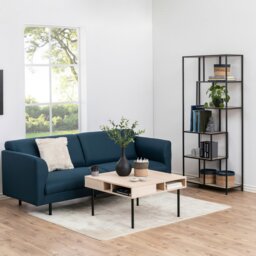 Rackhams Seaford Tall Black Metal Bookcase with 5 Oak Shelves - 1 - Black and Natural - Wood - thumbnail 4