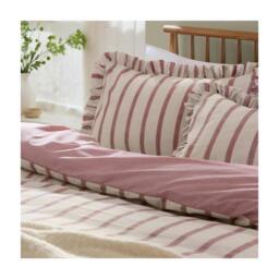 Rackhams Connie Ruffles Striped Duvet Cover Set - Clay/Pink - King/Super King - Clay/Pink - 60% Cotton/40% Polyester - thumbnail 3