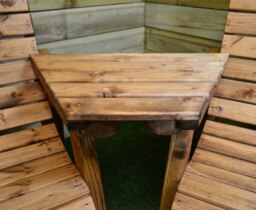 Rackhams Hand Made 2 Seater Chunky Rustic Wooden Garden Furniture Love Seat with Tray Assembled - thumbnail 4