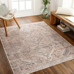 Rackhams Amelie-Washable Light Brown Traditional Vintage Boho Rug - 160 x 220 cm