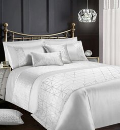 Rackhams Vera Foil Printed Duvet Cover & Pillowcase Set - Silver - Single - thumbnail 5