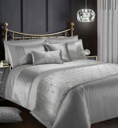 Rackhams Vera Foil Printed Duvet Cover & Pillowcase Set - Silver - Single - thumbnail 1