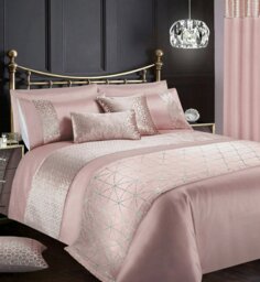 Rackhams Vera Foil Printed Duvet Cover & Pillowcase Set - Silver - Single - thumbnail 2