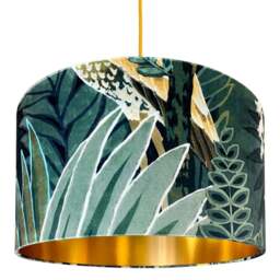 "Rackhams Swallowtail Velvet Lampshade With Gold Lining - Ceiling Pendant / Arc Lamp - 35cm Diameter x 25cm Height (14"" x 10"")" - thumbnail 6