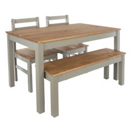 Rackhams Linea 4-Piece Dining Set, Table, Bench & 2 Chairs, Scandinavian Design - thumbnail 2