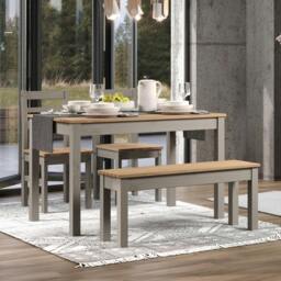 Rackhams Linea 4-Piece Dining Set, Table, Bench & 2 Chairs, Scandinavian Design