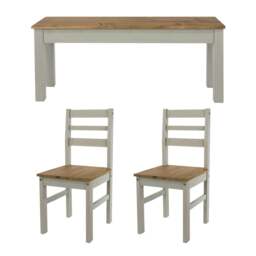 Rackhams Linea 4-Piece Dining Set, Table, Bench & 2 Chairs, Scandinavian Design - thumbnail 4