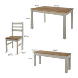 Rackhams Linea 4-Piece Dining Set, Table, Bench & 2 Chairs, Scandinavian Design - thumbnail 3
