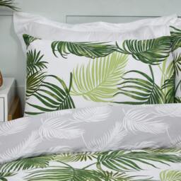 Rackhams Palm Print Duvet Cover With Pillowcases - Green - Double (200cm x 200cm) - thumbnail 4