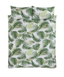 Rackhams Palm Print Duvet Cover With Pillowcases - Green - Double (200cm x 200cm) - thumbnail 3