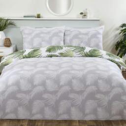 Rackhams Palm Print Duvet Cover With Pillowcases - Green - Double (200cm x 200cm) - thumbnail 2