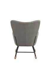 Rackhams Beige Grey Black Check Tufted Linen Patchwork Rocking Chair - Multi - thumbnail 5